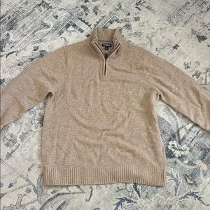 Tan Quarter-Zip Sweater
